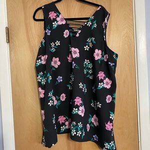 Lane Brant Flowered Sleeveless Blouse